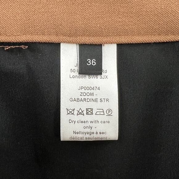 JOSEPH Zoom Gabardine Stretch Trouser Pants Womens 4 Camel Tan Slim Straight Leg - Picture 9 of 15